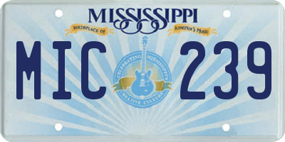 MS license plate MIC239