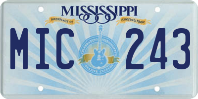 MS license plate MIC243
