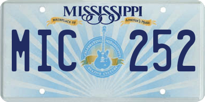 MS license plate MIC252