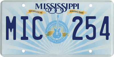 MS license plate MIC254