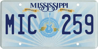MS license plate MIC259