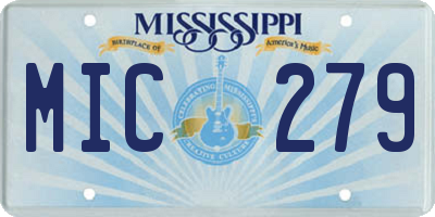 MS license plate MIC279