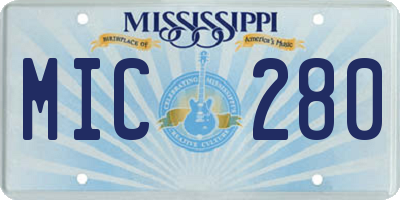 MS license plate MIC280