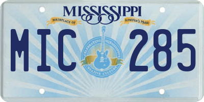 MS license plate MIC285