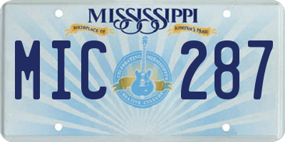 MS license plate MIC287