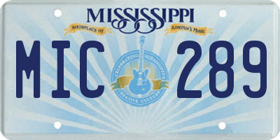 MS license plate MIC289