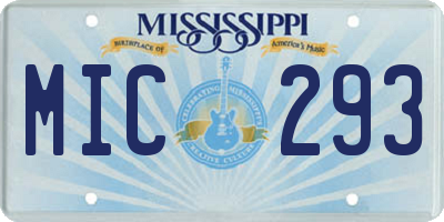 MS license plate MIC293