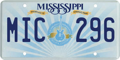 MS license plate MIC296
