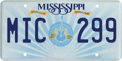 MS license plate MIC299
