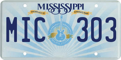 MS license plate MIC303