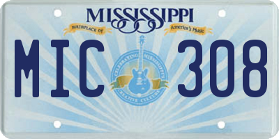 MS license plate MIC308