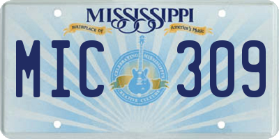 MS license plate MIC309