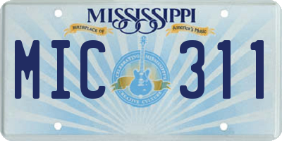 MS license plate MIC311