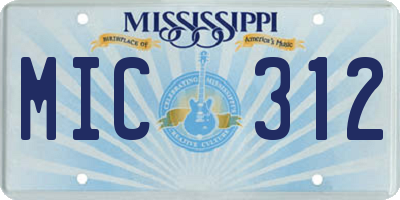 MS license plate MIC312