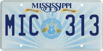 MS license plate MIC313