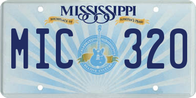 MS license plate MIC320