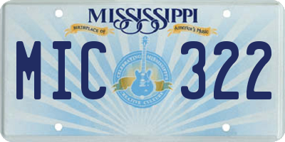 MS license plate MIC322