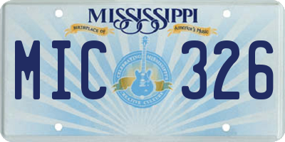 MS license plate MIC326