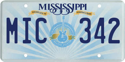 MS license plate MIC342