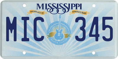 MS license plate MIC345