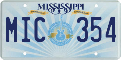 MS license plate MIC354