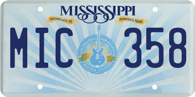 MS license plate MIC358