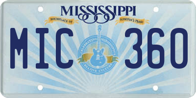 MS license plate MIC360