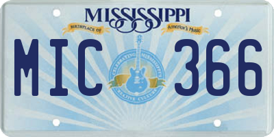 MS license plate MIC366