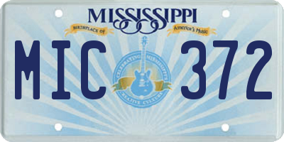 MS license plate MIC372