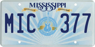 MS license plate MIC377