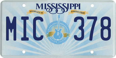 MS license plate MIC378