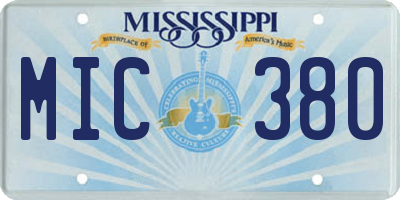 MS license plate MIC380