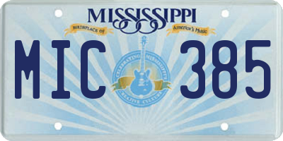 MS license plate MIC385