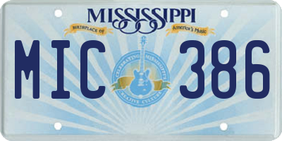 MS license plate MIC386
