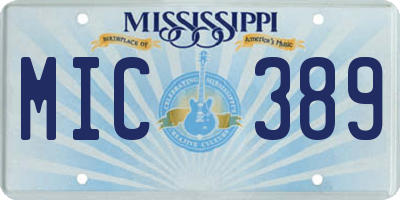 MS license plate MIC389