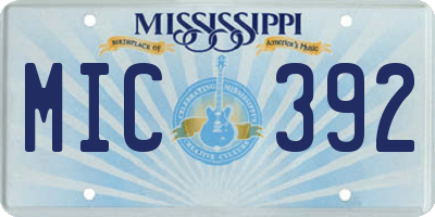 MS license plate MIC392