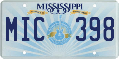 MS license plate MIC398
