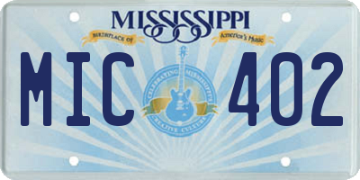 MS license plate MIC402