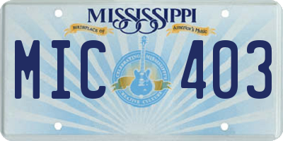 MS license plate MIC403