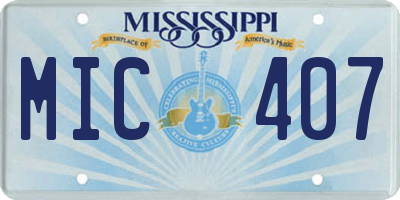 MS license plate MIC407