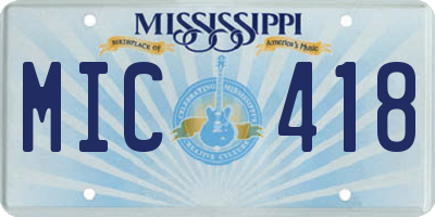 MS license plate MIC418