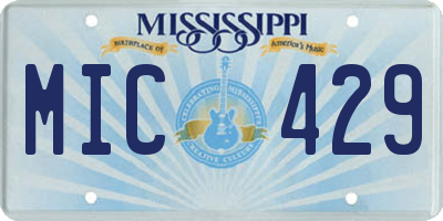 MS license plate MIC429