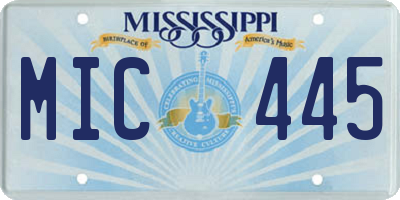 MS license plate MIC445