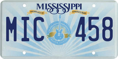 MS license plate MIC458