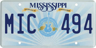 MS license plate MIC494