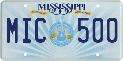 MS license plate MIC500