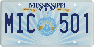 MS license plate MIC501