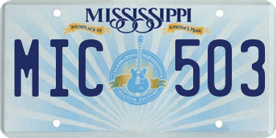 MS license plate MIC503