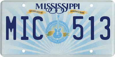 MS license plate MIC513