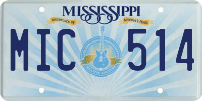 MS license plate MIC514